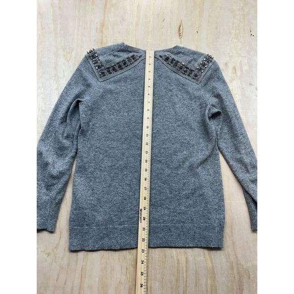 J Crew Jeweled-Shoulder Sweater Gray Size XS With Cashmere And Wool Pullover EUC - Picture 5 of 6
